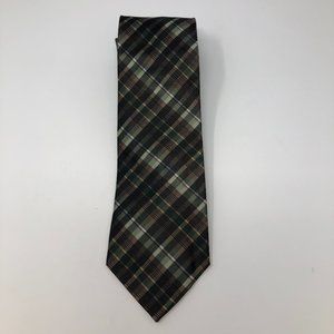 Pronto Uomo Men’s 100% silk tie. Greens and brown.
